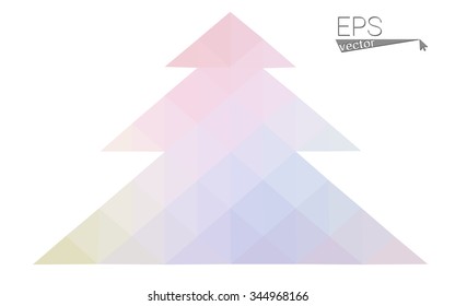 Multicolor bright low polygon style christmas tree vector illustration consisting of triangles . Abstract triangular polygonal origami or crystal design of New Years celebration. Isolated on white  