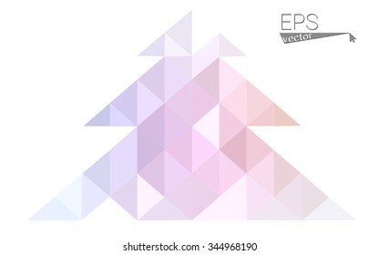 Multicolor bright low polygon style christmas tree vector illustration consisting of triangles . Abstract triangular polygonal origami or crystal design of New Years celebration. Isolated on white  