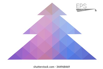 Multicolor bright low polygon style christmas tree vector illustration consisting of triangles . Abstract triangular polygonal origami or crystal design of New Years celebration. Isolated on white Multicolor bright low polygon style christmas tree vector illustration consisting of triangles . Abstract triangular polygonal origami or crystal design of New Years celebration. Isolated on white