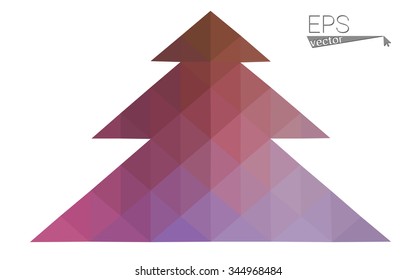 Multicolor bright low polygon style christmas tree vector illustration consisting of triangles . Abstract triangular polygonal origami or crystal design of New Years celebration. Isolated on white  