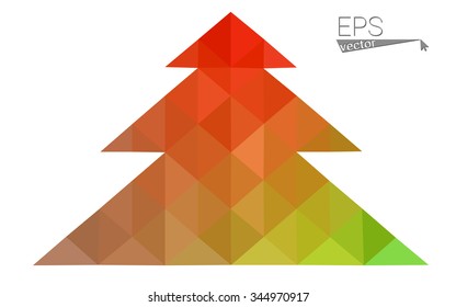 Multicolor bright low polygon style christmas tree vector illustration consisting of triangles . Abstract triangular polygonal origami or crystal design of New Years celebration. Isolated on white  