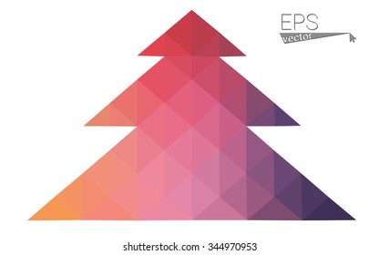 Multicolor bright low polygon style christmas tree vector illustration consisting of triangles . Abstract triangular polygonal origami or crystal design of New Years celebration. Isolated on white Multicolor bright low polygon style christmas tree vector illustration consisting of triangles . Abstract triangular polygonal origami or crystal design of New Years celebration. Isolated on white