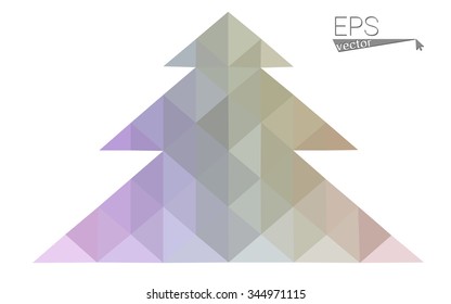 Multicolor bright low polygon style christmas tree vector illustration consisting of triangles . Abstract triangular polygonal origami or crystal design of New Years celebration. Isolated on white  