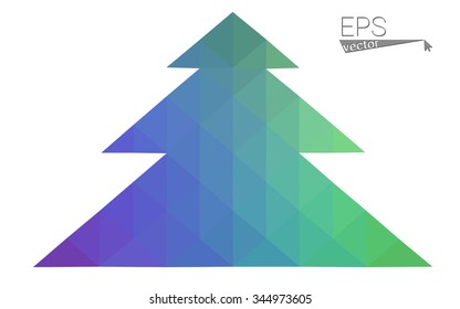 Multicolor bright low polygon style christmas tree vector illustration consisting of triangles . Abstract triangular polygonal origami or crystal design of New Years celebration. Isolated on white  