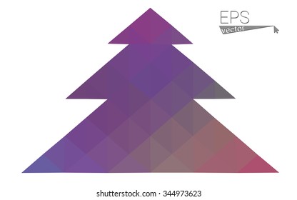 Multicolor bright low polygon style christmas tree vector illustration consisting of triangles . Abstract triangular polygonal origami or crystal design of New Years celebration. Isolated on white  