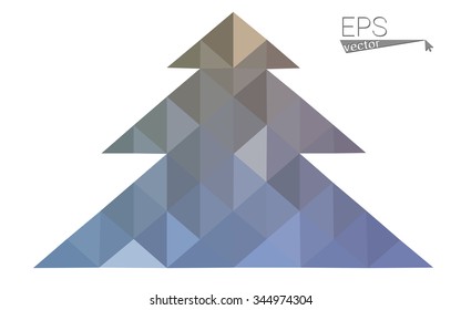 Multicolor bright low polygon style christmas tree vector illustration consisting of triangles . Abstract triangular polygonal origami or crystal design of New Years celebration. Isolated on white  