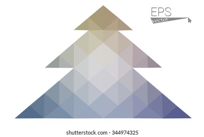 Multicolor bright low polygon style christmas tree vector illustration consisting of triangles . Abstract triangular polygonal origami or crystal design of New Years celebration. Isolated on white  