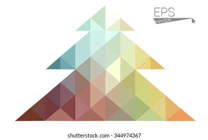 Multicolor bright low polygon style christmas tree vector illustration consisting of triangles . Abstract triangular polygonal origami or crystal design of New Years celebration. Isolated on white Multicolor bright low polygon style christmas tree vector illustration consisting of triangles . Abstract triangular polygonal origami or crystal design of New Years celebration. Isolated on white