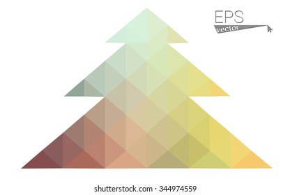 Multicolor bright low polygon style christmas tree vector illustration consisting of triangles . Abstract triangular polygonal origami or crystal design of New Years celebration. Isolated on white  