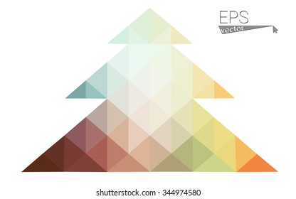 Multicolor bright low polygon style christmas tree vector illustration consisting of triangles . Abstract triangular polygonal origami or crystal design of New Years celebration. Isolated on white  