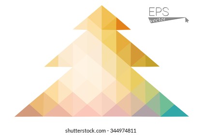 Multicolor bright low polygon style christmas tree vector illustration consisting of triangles . Abstract triangular polygonal origami or crystal design of New Years celebration. Isolated on white  