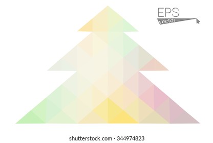 Multicolor bright low polygon style christmas tree vector illustration consisting of triangles . Abstract triangular polygonal origami or crystal design of New Years celebration. Isolated on white  