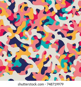 Multicolor Bright Seamless Flat Background Abstract Camo Vector Wallpaper Print