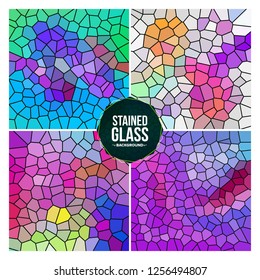 Multicolor Broken Stained Glass Background Set
