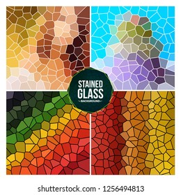 Multicolor Broken Stained Glass Background Set
