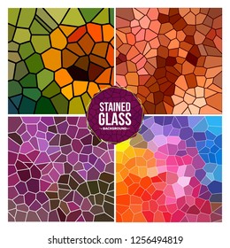 Multicolor Broken Stained Glass Background Set
