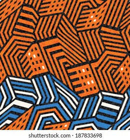 Multicolor Broken Striped Textured Urban Cityscape Pattern
