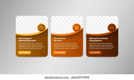 modelo de infográfico comercial de gradiente marrom multicolorido. espaço para modelo de design de foto, texto e ícone. ilustração vetorial do botão de página da caixa de texto isolado no layout de retângulo.