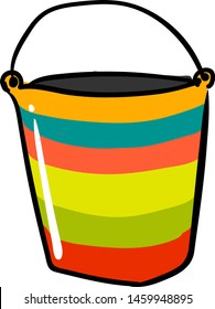Multicolor bucket, illustration, vector on white background.