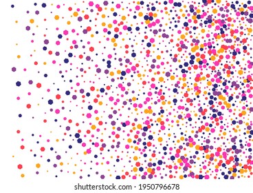 Multicolor Burst Dot Wallpaper. Circle Bright Background. Pink Round Circular. Confetti Orange Falling Illustration. 