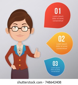 Multicolor Business Infographic Design Template. For Assets and Creative Works. Business Woman illustration