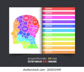 Multicolor Business Strategy Theme Bi-Fold Brochure Design. Leaflet or Cover Design