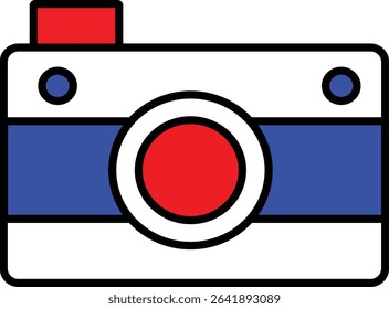 Multicolor camera icon in vibrant vector style, representing photography, media, and creativity. Perfect for apps, websites, and branding. Fully editable Adobe Illustrator EPS file included