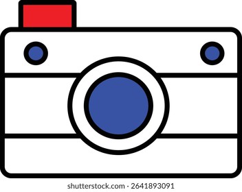 Multicolor camera icon in vibrant vector style, representing photography, media, and creativity. Perfect for apps, websites, and branding. Fully editable Adobe Illustrator EPS file included