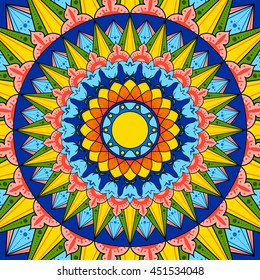Multicolor carnival background vector. Colorful round ornament geometric pattern design.