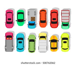 Aerial View Parking Lots Multicolored Cars Stock Illustration ...