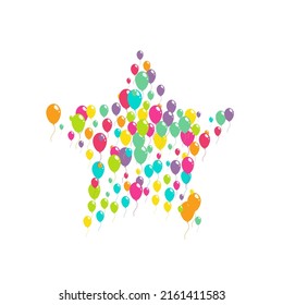 Celebración multicolor Baloon Vector fondo blanco. Ilustración de globo de cumpleaños. Banner de celebración de rojo y verde y amarillo. Plantilla de Ballon de Aniversario Brillante.