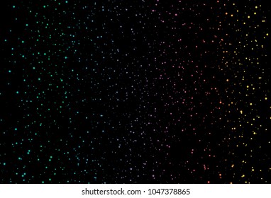 Multicolor celebration vector texture template. Star dust distress scatter galaxy space night sky abstract Background