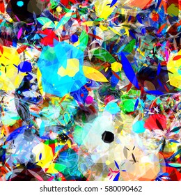 Multicolor chaotic seamless background for fabric, home decor, packaging design. Different colors and shapes. Vector texture. Organic elements. Watercolor effect.
