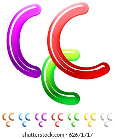Multicolor children's candy alphabet. Character c