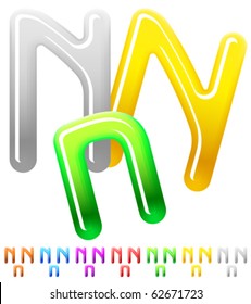 Multicolor children's candy alphabet. Character n
