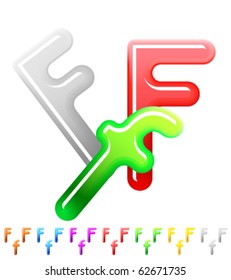 Multicolor children's candy alphabet. Character f