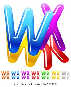 Multicolor children's candy alphabet. Characters w x