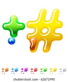 Multicolor children's candy alphabet. Symbols