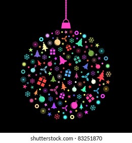 Multicolor Christmas Elements Ornament Design