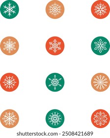 Conjunto de iconos geométricos de Navidad multicolor