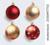 Multicolor Christmas Ornaments Balls. Shiny Holiday Ornaments. Vector illustration