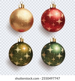 Multicolor Christmas Ornaments Balls. Shiny Holiday Ornaments. Vector illustration