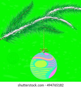 A multicolor Christmas tree bauble decoration with ornament.