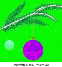 A multicolor Christmas tree bauble decoration with ornament.