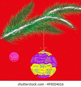 A multicolor Christmas tree bauble decoration with ornament.