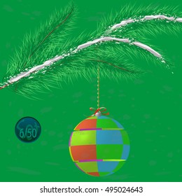 A multicolor Christmas tree bauble decoration with ornament.