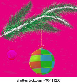 A multicolor Christmas tree bauble decoration with ornament.