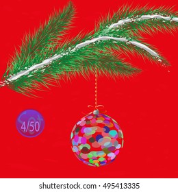 A multicolor Christmas tree bauble decoration with ornament.