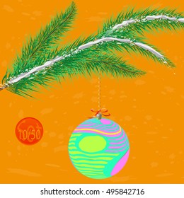 A multicolor Christmas tree bauble decoration with ornament.