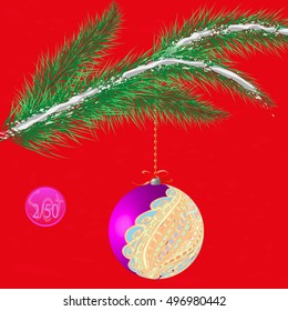 A multicolor Christmas tree bauble decoration with ornament.